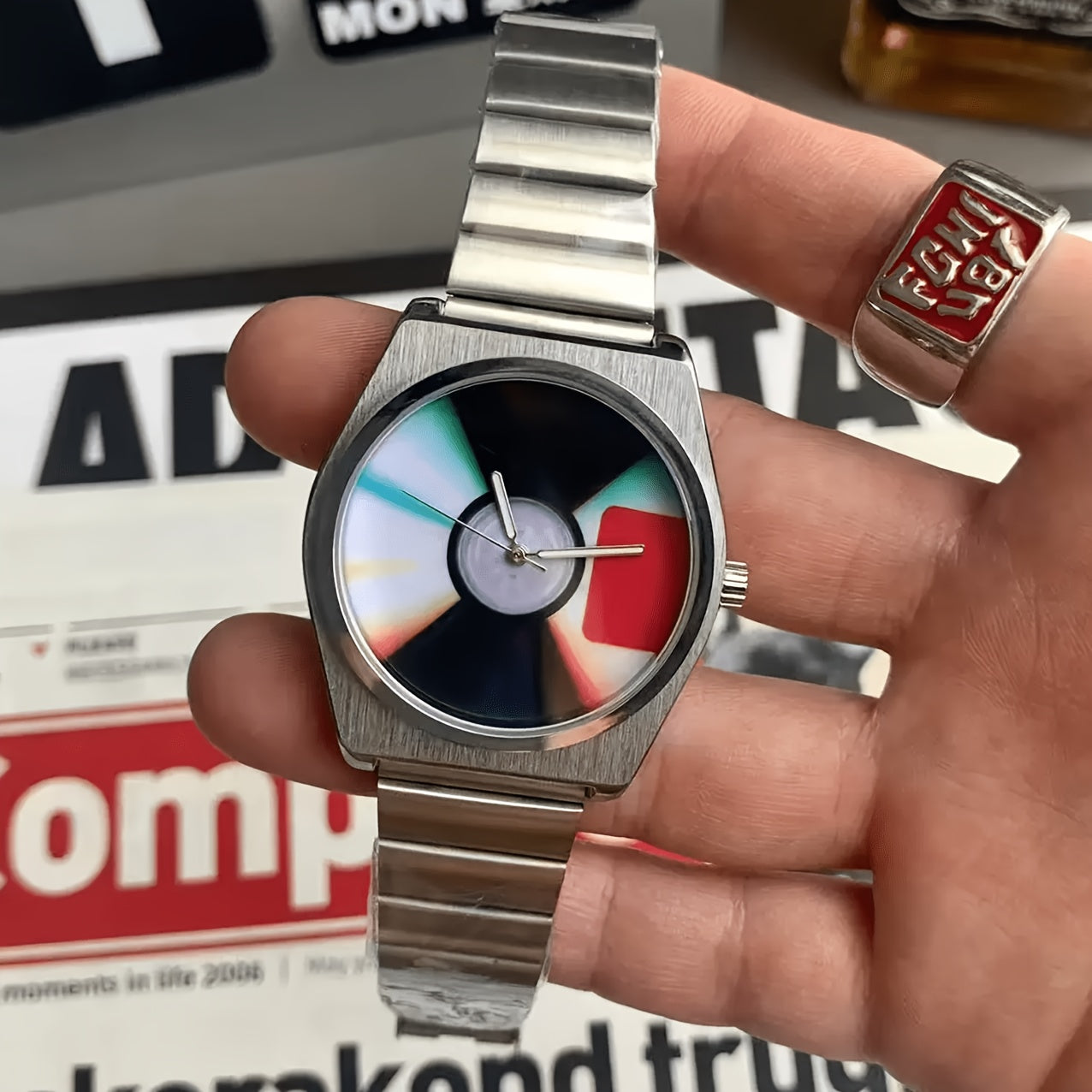 Men's Hip Hop Record Quartz Watch